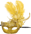 Women's Feather Masquerade Mask Venetian Halloween Mardi Gras Costumes Party Ball Prom Mask Apparel & Accessories > Costumes & Accessories > Masks Antjoint Gold(barcode Lace With Rhinestone)  