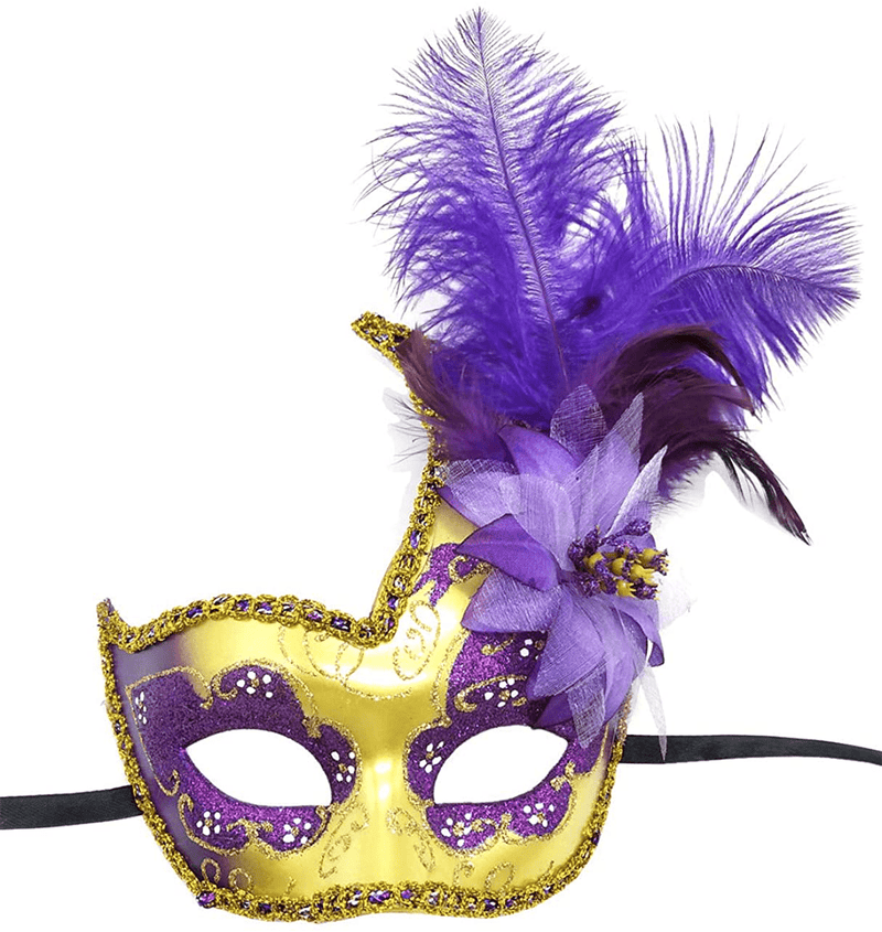 Women's Feather Masquerade Mask Venetian Halloween Mardi Gras Costumes Party Ball Prom Mask Apparel & Accessories > Costumes & Accessories > Masks Antjoint Za Purple  