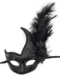 Women's Feather Masquerade Mask Venetian Halloween Mardi Gras Costumes Party Ball Prom Mask Apparel & Accessories > Costumes & Accessories > Masks Antjoint Za Black  
