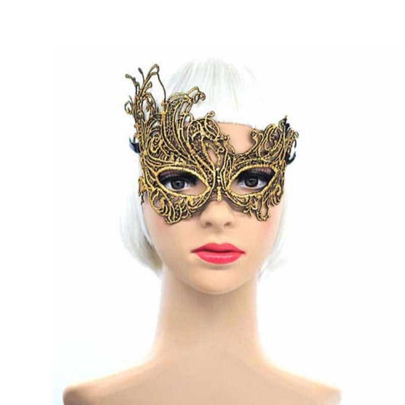 Women Sexy Masquerade Mask, Halloween Party Fancy Mask, Upper Half Face Bronzing Mask Apparel & Accessories > Costumes & Accessories > Masks Mildsown Gold One Size 