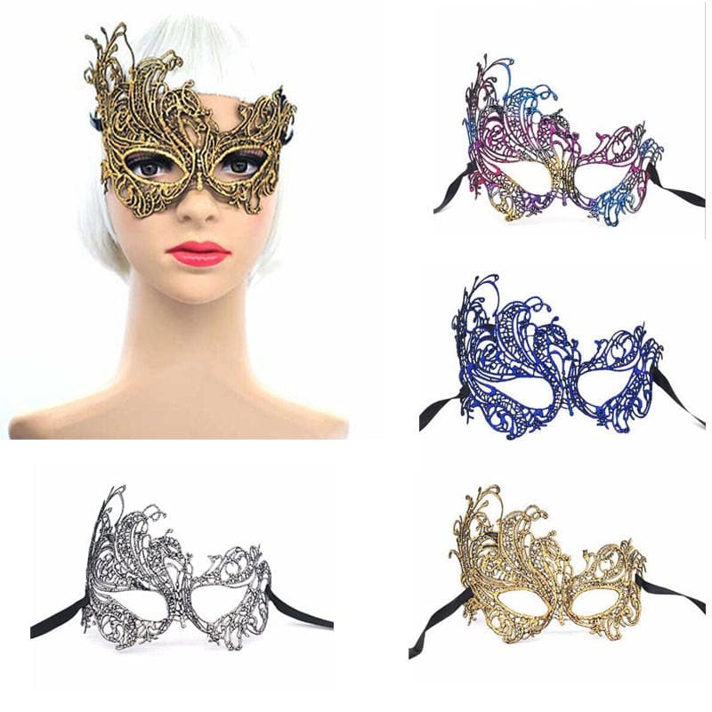 Women Sexy Masquerade Mask, Halloween Party Fancy Mask, Upper Half Face Bronzing Mask