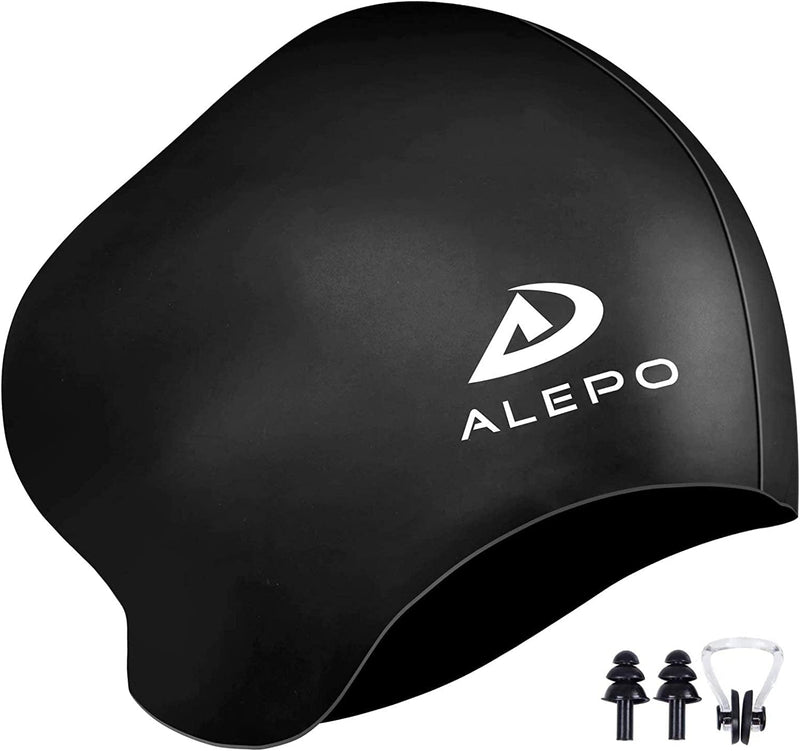 Womens Swim Cap for Long Hair, High Elasticity Thick Silicone Swimming Hats for Women Men Unisex Adults, Bathing Swimming Caps with Ear Plugs and Nose Clip, Keep Your Hair Dry Sporting Goods > Outdoor Recreation > Boating & Water Sports > Swimming > Swim Caps Alepo Black  