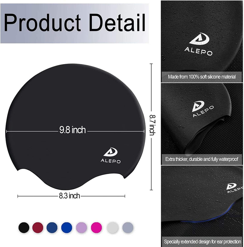 Womens Swim Cap for Long Hair, High Elasticity Thick Silicone Swimming Hats for Women Men Unisex Adults, Bathing Swimming Caps with Ear Plugs and Nose Clip, Keep Your Hair Dry Sporting Goods > Outdoor Recreation > Boating & Water Sports > Swimming > Swim Caps Alepo   