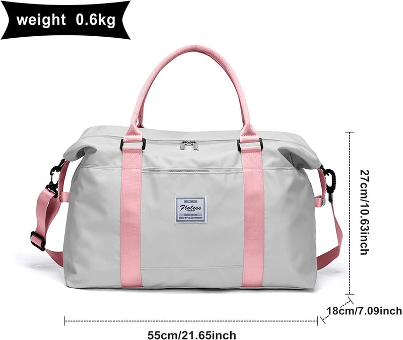 Womens Travel Bags, Weekender Carry on for Women, Sports Gym Bag, Workout Duffel Bag, Overnight Shoulder Bag Fit 15.6 Inch Laptop (Large, Gray&Pink) Home & Garden > Household Supplies > Storage & Organization BJLFS   