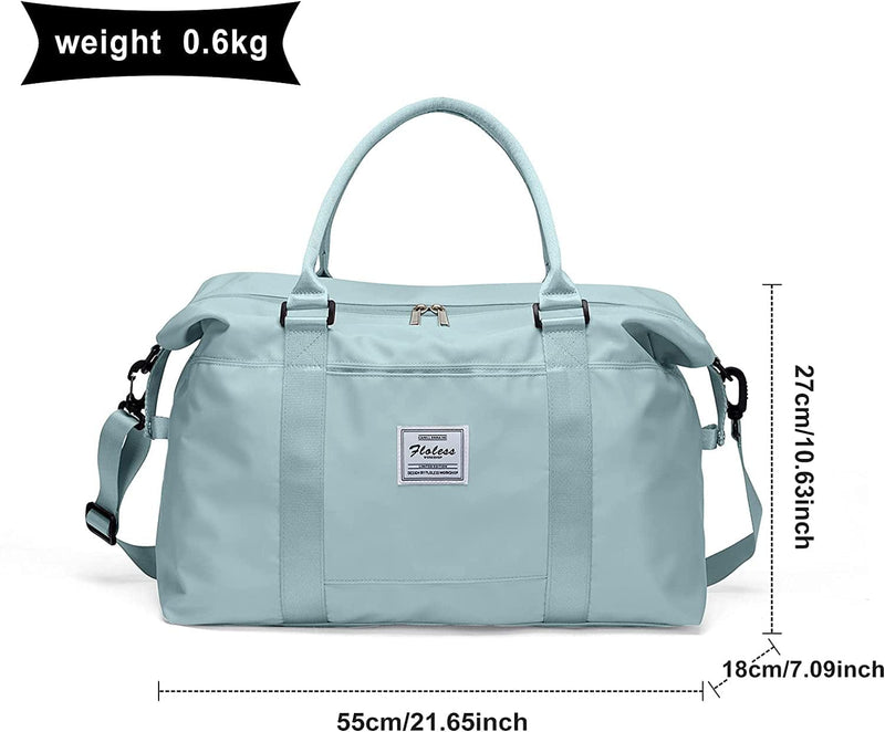 Womens Travel Bags, Weekender Carry on for Women, Sports Gym Bag, Workout Duffel Bag, Overnight Shoulder Bag Fit 15.6 Inch Laptop (Light Green) Large