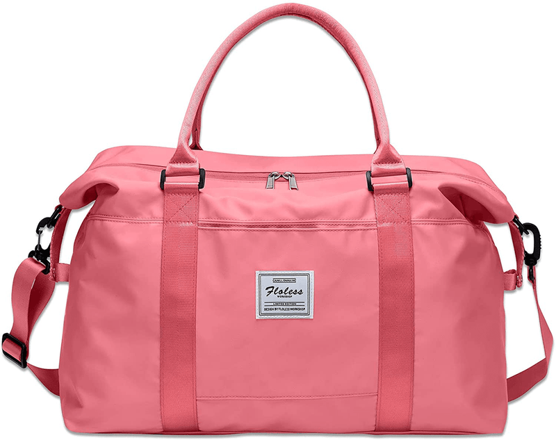 Womens travel bags, weekender carry on for women, sports Gym Bag, workout duffel bag, overnight shoulder Bag fit 15.6 inch Laptop Pink Large Home & Garden > Household Supplies > Storage & Organization BJLFS Red Large 
