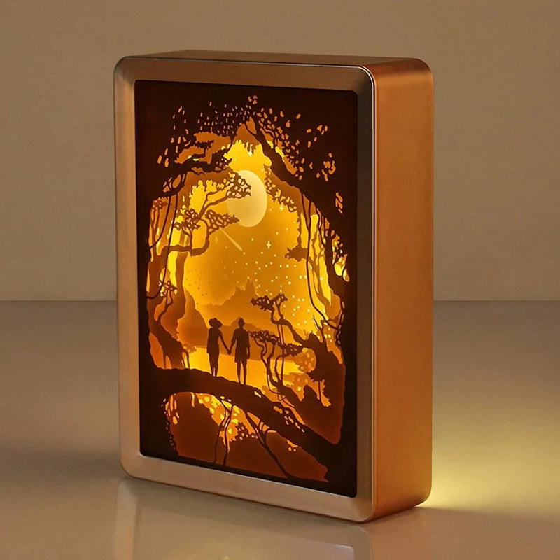 WOMHOPE Valentine'S Day Gift 3D Papercut Light Boxes Frame Night Lights Paper Sculptures Night Lamp of Creative Shadow Paintings (Good Night) Home & Garden > Lighting > Night Lights & Ambient Lighting WOMHOPE Good night  