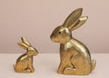 WONDROUS' DECO Wooden Golden Easter Bunny Figurines, Small Decorative Easter Bunny Statue Set of 2, Vintage Easter Rabbit Table Home Decoration, Gift Home & Garden > Decor > Seasonal & Holiday Decorations WONDROUS SHOP Antique Gold Set of 2 