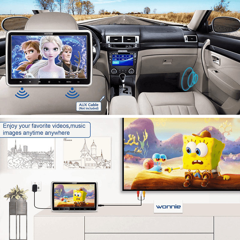 WONNIE 10.5’’ Car DVD Player with Headrest Mount, HDMI Input, 1080P Video Support, Headphone, AV in / Out, USB /SD, Regions Free, Last Memory Vehicles & Parts > Vehicle Parts & Accessories > Motor Vehicle Electronics WONNIE   