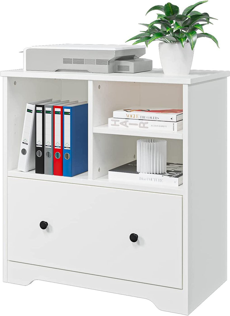 Wood File Cabinet with a Big Drawer, Mobile Lateral Filing Cabinet on Wheels (Black S2) Home & Garden > Household Supplies > Storage & Organization Panana White  