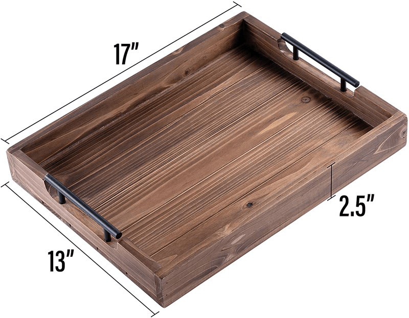 Wood Serving Tray with Handles - 17 Inch Premium Rustic Tray for Coffee Table - Ottoman Tray for Living Room - Tv Trays for Eating Breakfast in Bed - Wooden Tray for Ottoman by Cozy Décor Home & Garden > Decor > Decorative Trays Cozy Decor   