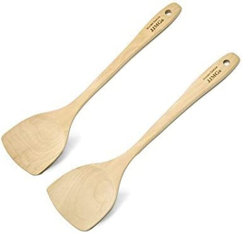 Wood Wok Spatula Cooking Utensils JJMG® Kitchen Handcrafted Curved Stir Fry Wooden Mixing Spoon Serving Turner Tool (Pack of 2) Home & Garden > Kitchen & Dining > Kitchen Tools & Utensils JJMG   