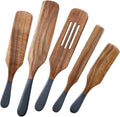 Wooden Cooking Utensils, Wooden Spatulas Set as Seen on TV, AOOSY 5 Pcs Natural Acacia Wood Spurtle Kitchen Tools Utensil Set Heat Resistant Non Stick Wood Cookware, Slotted Spatula for Stirring Home & Garden > Kitchen & Dining > Kitchen Tools & Utensils AOOSY B Grey Handle  