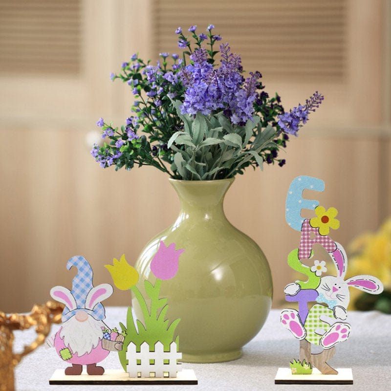Wooden Easter Bunny Table Decoration Decorative Bunnies Rabbit Tabletop Party Centerpiece Signs for Home Office Mantle Yard Decor Home & Garden > Decor > Seasonal & Holiday Decorations Charque   