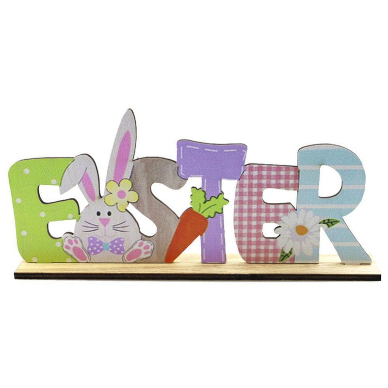 Wooden Easter Table Decorations Centerpiece Signs for Dining Room Table Easter Bunny for Spring Holiday Easter Party Décor Ornament Indoor Outdoor Garden Yard Lawn Party Supplies Home & Garden > Decor > Seasonal & Holiday Decorations Hotaey B  