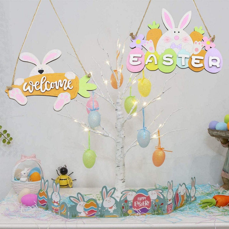 Wooden Easter Table Decorations Centerpiece Signs for Dining Room Table Easter Bunny for Spring Holiday Easter Party Décor Ornament Indoor Outdoor Garden Yard Lawn Party Supplies Home & Garden > Decor > Seasonal & Holiday Decorations Hotaey   