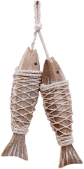 Wooden Fish Decor Hanging Wood Fish Decorations for Wall, Rustic Nautical Fish Decor Beach Theme Home Decoration Fish Sculpture Home Decor for Bathroom Bedroom Lake House Decoration (S) Home & Garden > Decor > Artwork > Sculptures & Statues Attraction Design S  