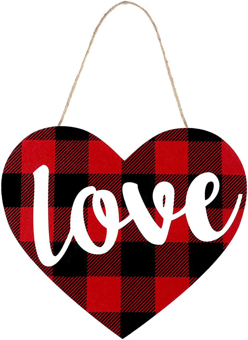 Wooden Hanging Sign Hello Spring Welcome Sweet Home Sunflower Printed Sign for Spring Summer Valentine'S Day Home Window Wall Farmhouse Indoor Outdoor Decor (Red and Black) Home & Garden > Decor > Seasonal & Holiday Decorations Hicarer   