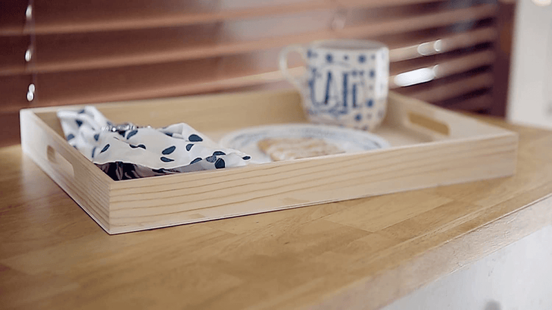 Wooden Living - Wooden Tray/Wood Trays | Serving Tray with Handles, Unfinished Large/Small - Montessori Crafts, Decor, Paint Craft Crates, Food, Kitchen Coffee Set [Bandejas de Madera para Desayuno] Home & Garden > Decor > Decorative Trays Wooden Living   