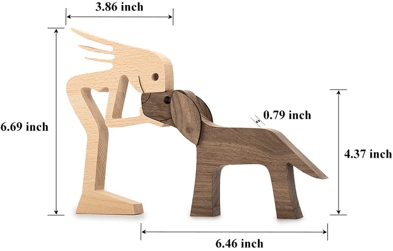 Wooden Sculptures Handmade Accents Craft Figurine for Home Decor Accents, Woman and Dog Wooden Statue, Animal Sculptures Collection, Gift for Men Women Natural ECO Friendly Large Size 10x6x0.8 inches Home & Garden > Decor > Seasonal & Holiday Decorations iShine   