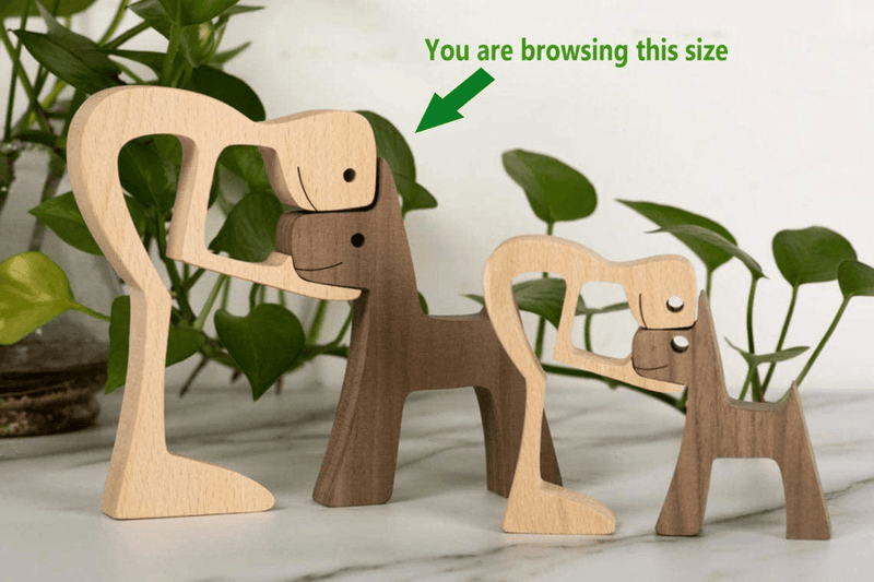 Wooden Sculptures Handmade Accents Craft Figurine for Home Decor Accents, Woman and Dog Wooden Statue, Animal Sculptures Collection, Gift for Men Women Natural ECO Friendly Large Size 10x6x0.8 inches Home & Garden > Decor > Seasonal & Holiday Decorations iShine   