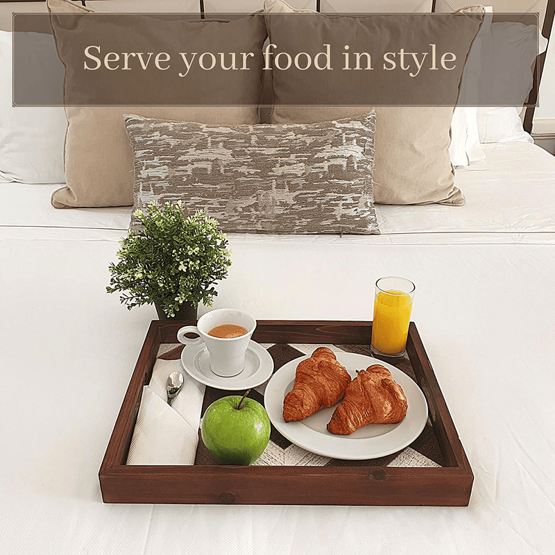 Wooden Serving Tray with Handles - Decorative Trays for Coffee Table - Wood Ottoman Tray, Farmhouse Tray, Tea Tray, Bar Tray, Outdoor Tray - Rustic Home Decor Tray Home & Garden > Decor > Decorative Trays Craft Guru   