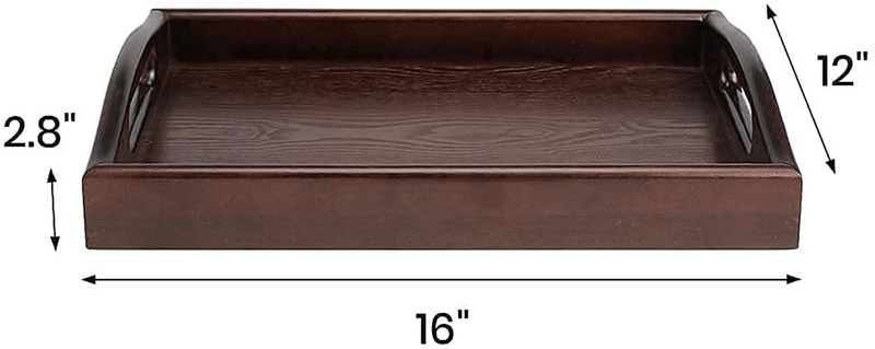 Wooden Serving Tray with Handles Rectangular Wood Tray Food Tray for Coffee Table Eatings Kithcen Countertop Durable& Lightweight 16x12 inch Home & Garden > Decor > Decorative Trays TreeLen   