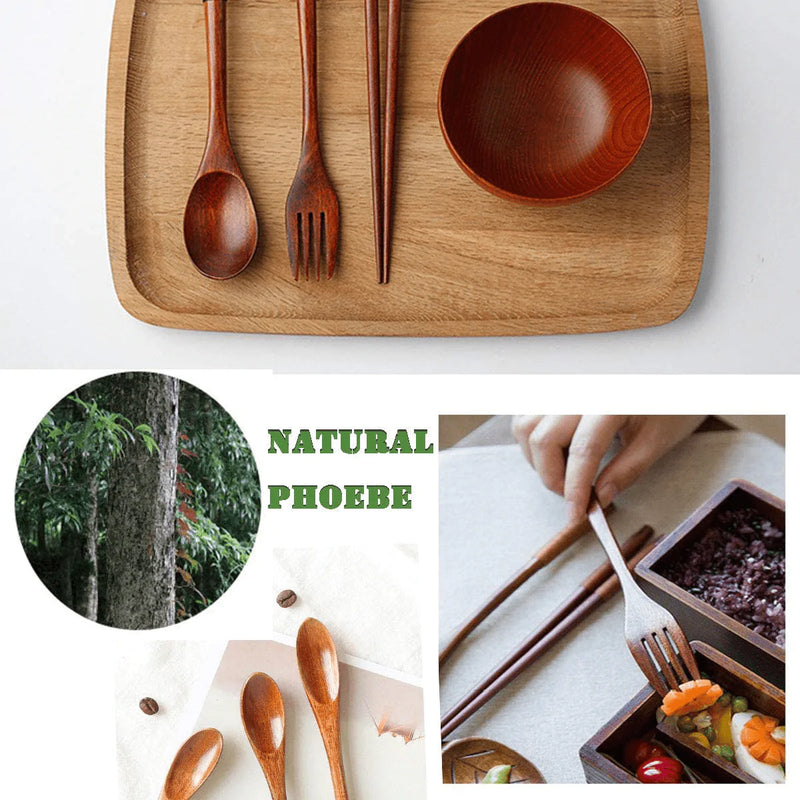 Wooden Utensils for Eating Reusable Wooden Bamboo Cutlery Set with Case 9 Pcs Travel Utensils Wooden Bamboo Fork and Spoon Set Wood Flatware Set for Eating with Knife Fork Spoon Chopsticks Straw Home & Garden > Kitchen & Dining > Tableware > Flatware > Flatware Sets Busnos   