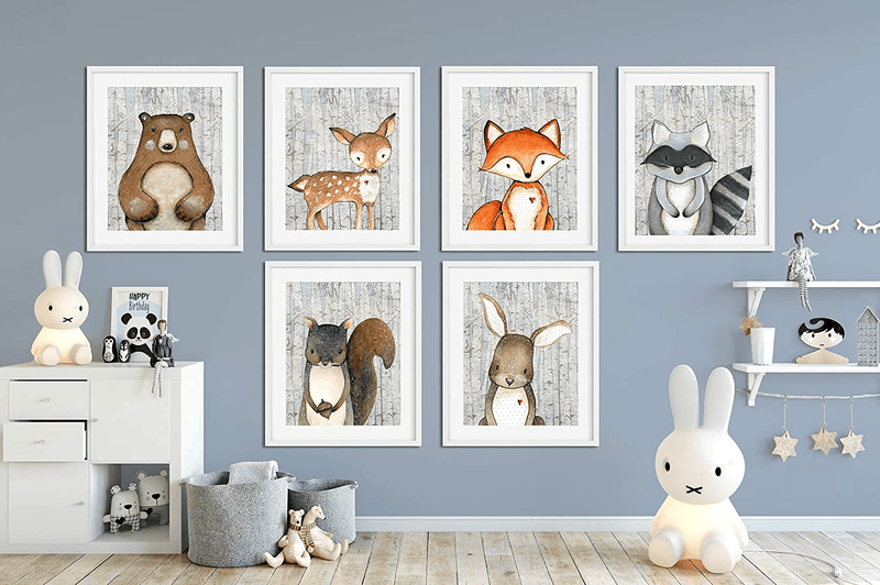 Woodland Nursery Decor for Boys - Animal Pictures Wall Art - Baby Room Prints - Bear Deer Fox Raccoon Rabbit Squirrel - SET OF 6-8x10 - UNFRAMED Home & Garden > Decor > Seasonal & Holiday Decorations Madaket Lane   