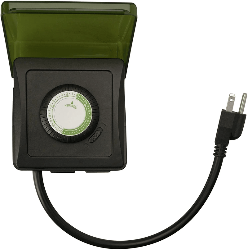 Woods 50011 Outdoor 24-Hour Plug-in Mechanical Timer with 2 Grounded Outlets, Energy Saving, Quick Tool Free, Weatherproof Housing, Programmable Settings, 6-Inch Cord, Black Home & Garden > Lighting Accessories > Lighting Timers Woods 2-Outlet 3/4Hp  