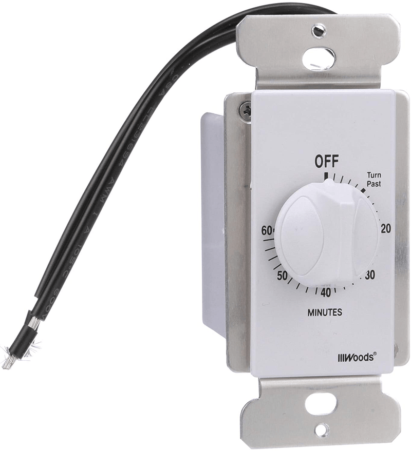 Woods 59717 In-Wall 60 Minute Spring Wound Timer, White Home & Garden > Lighting Accessories > Lighting Timers Coleman Cable White 60 Minute 