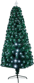 woohaha Upgraded Christmas Tree 6.89ft Premium Spruce Artificial Holiday Xmas Tree Includes Pre-Strung 320 White LED Lights for Home, Office, Party Decor w/320 Branch Tips, Metal Hinges&Foldable Base…