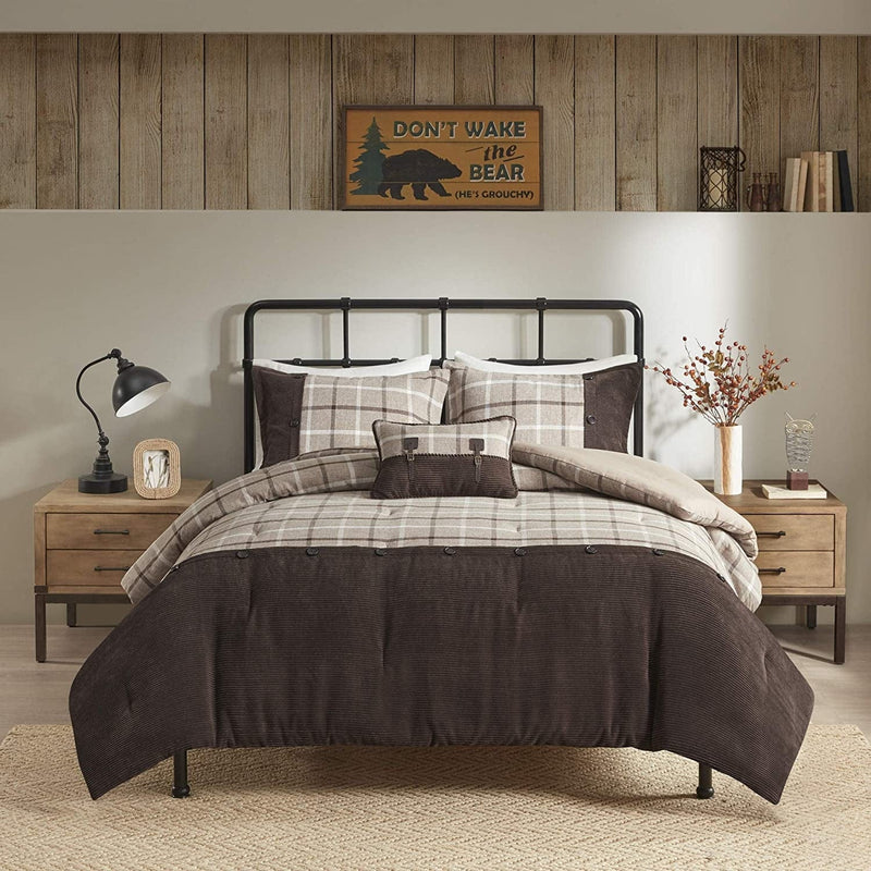 Woolrich Rustic Lodge Cabin Comforter Set - All Season down Alternative Warm Bedding Layer and Matching Shams, Oversized Queen, Perry, Denim Blue Home & Garden > Linens & Bedding > Bedding Woolrich Anaheim, Tan/Brown Oversized King 