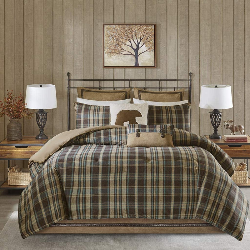 Woolrich Rustic Lodge Cabin Comforter Set - All Season down Alternative Warm Bedding Layer and Matching Shams, Oversized Queen, Perry, Denim Blue Home & Garden > Linens & Bedding > Bedding Woolrich Hadley Plaid, Multi Oversized Twin 