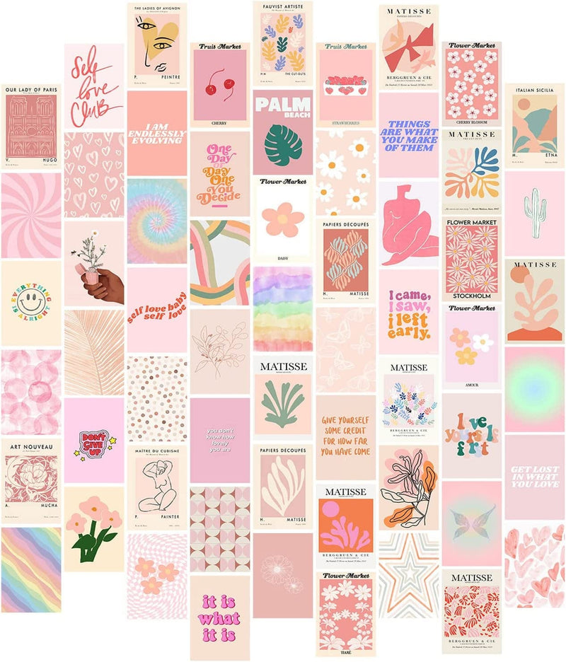 Woonkit 60 PC Danish Pastel Room Decor, Posters for Room Aesthetic, Trendy Room Decor, Cute Preppy Bedroom Wall Collage Dorm Matisse Wall Art Prints Pictures Photo Collage Kit, Coconut Teen Girl Stuff (A - DANISH PASTEL) Home & Garden > Decor > Artwork > Posters, Prints, & Visual Artwork WOONKIT B - PINK PASTEL  