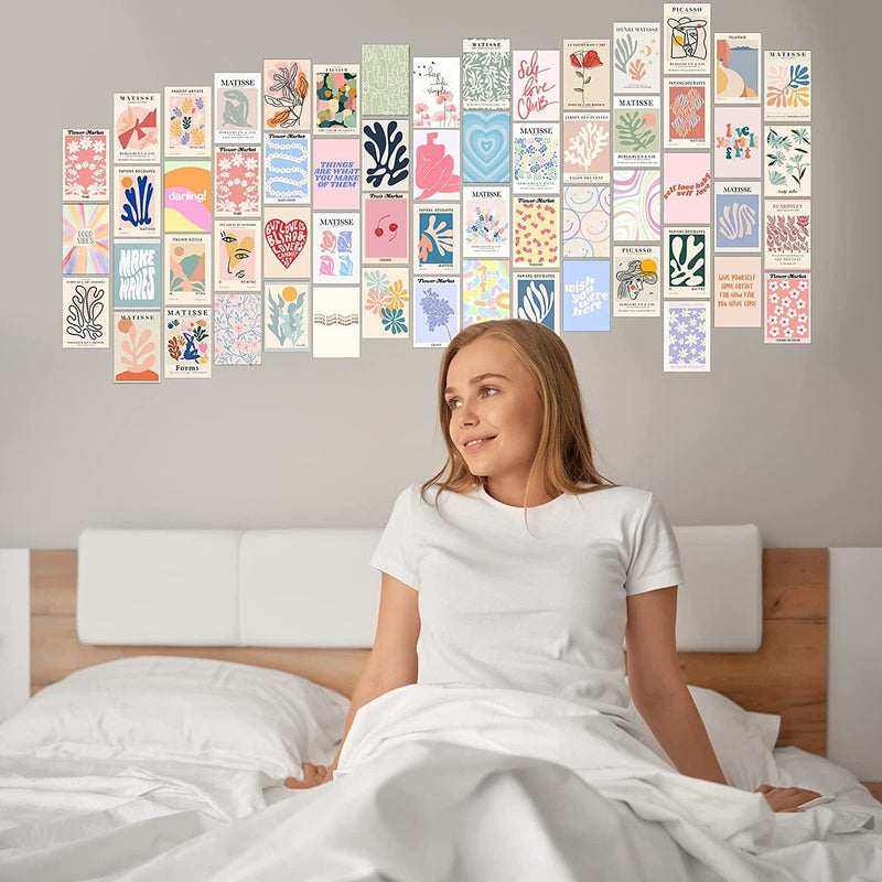 Woonkit 60 PC Danish Pastel Room Decor, Posters for Room Aesthetic, Trendy Room Decor, Cute Preppy Bedroom Wall Collage Dorm Matisse Wall Art Prints Pictures Photo Collage Kit, Coconut Teen Girl Stuff (A - DANISH PASTEL) Home & Garden > Decor > Artwork > Posters, Prints, & Visual Artwork WOONKIT   