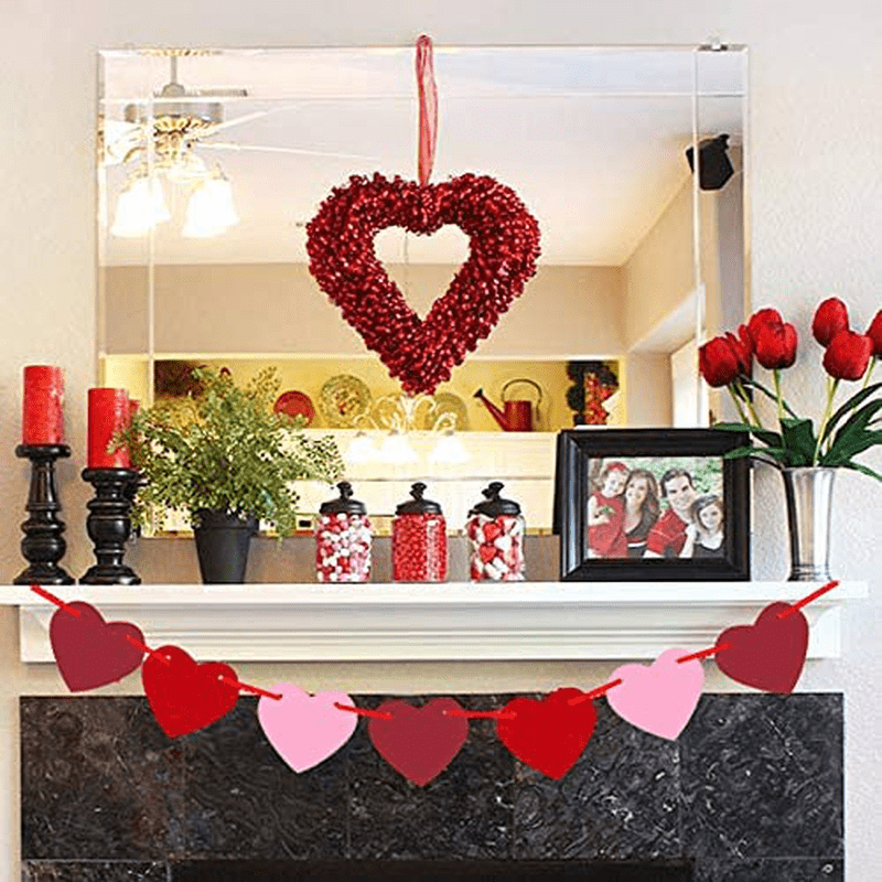 WOONOO Felt Heart Garland Banner - Valentines Day Banner Decorations - NO DIY Anniversary, Engagement, Wedding Party Decoration Ornaments Arts & Entertainment > Party & Celebration > Party Supplies WOONOO   