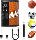 Woowind Ball Pump Basketball Accessories Electric Basketball Pump with Pressure Gauge LED Lighting and Power Bank, Automatic Portable Ball Inflator with Ball Needle for Football,Soccer,Sports Balls