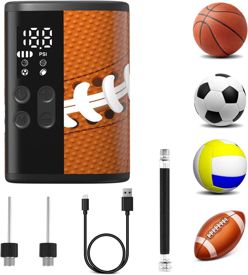 Woowind Ball Pump Basketball Accessories Electric Basketball Pump with Pressure Gauge LED Lighting and Power Bank, Automatic Portable Ball Inflator with Ball Needle for Football,Soccer,Sports Balls Sporting Goods > Outdoor Recreation > Winter Sports & Activities Woowind P101-Rugby  