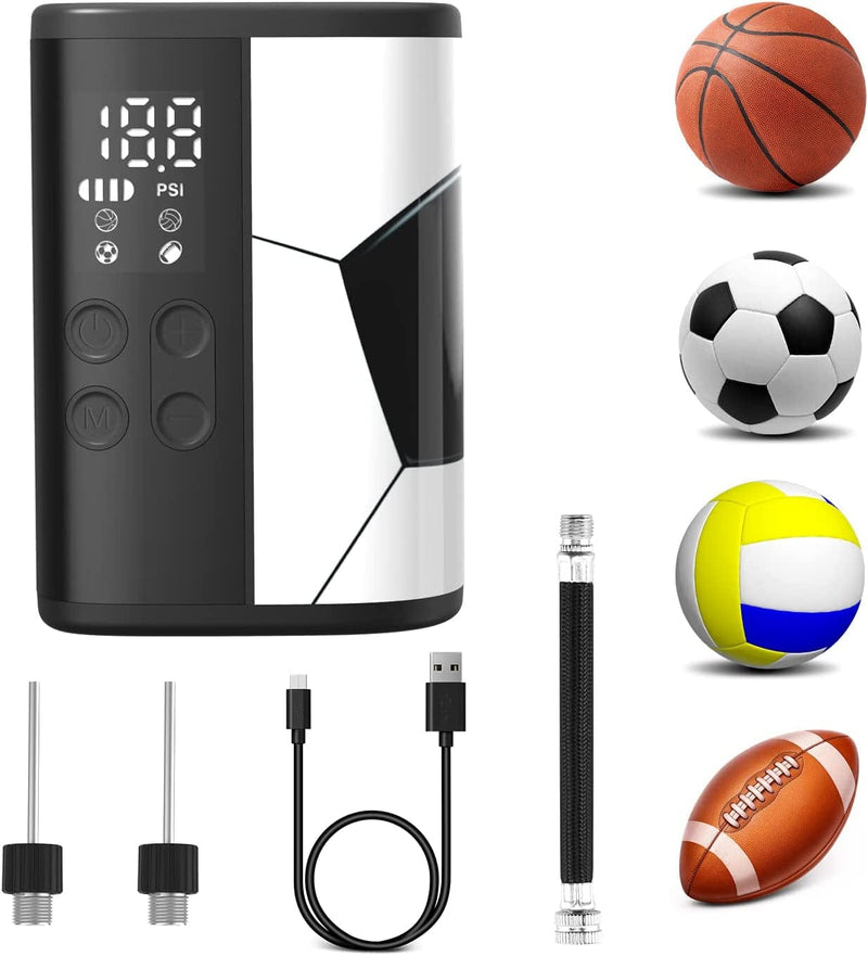 Woowind Ball Pump Basketball Accessories Electric Basketball Pump with Pressure Gauge LED Lighting and Power Bank, Automatic Portable Ball Inflator with Ball Needle for Football,Soccer,Sports Balls Sporting Goods > Outdoor Recreation > Winter Sports & Activities Woowind P101-Football  