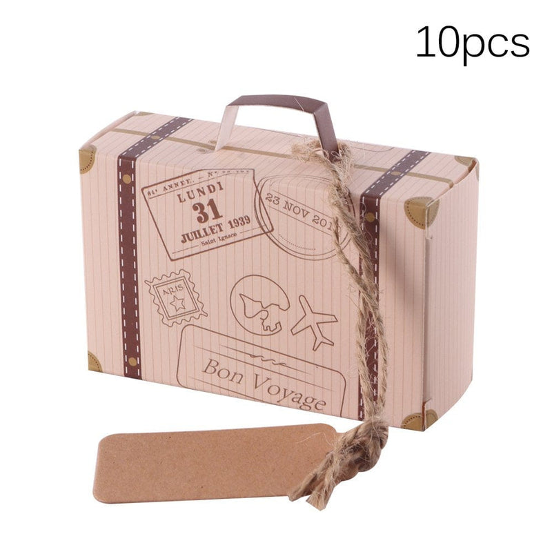 Worallymy 10Pcs/Lot DIY Travel Paper Box Vintage Mini Suitcase Candy Box Sweet Bags for Wedding Favor Gifts Decoration Event Party Supplies