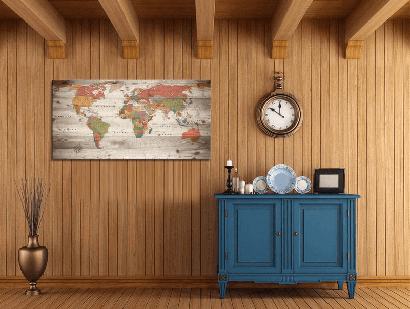 World Map Wall Art for Living Room Decor World Map Poster HD Photo Canvas Prints Modern Large Framed Art Map of The World Vintage Artwork Wall Maps Pictures for Office Wall Travel Memory Home Decor Home & Garden > Decor > Artwork > Posters, Prints, & Visual Artwork Moyedecor Art   