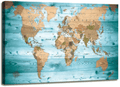World Map Wall Art for Living Room Decor World Map Poster HD Photo Canvas Prints Modern Large Framed Art Map of The World Vintage Artwork Wall Maps Pictures for Office Wall Travel Memory Home Decor Home & Garden > Decor > Artwork > Posters, Prints, & Visual Artwork Moyedecor Art Teal 24X36 inches 