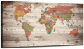 World Map Wall Art for Living Room Decor World Map Poster HD Photo Canvas Prints Modern Large Framed Art Map of The World Vintage Artwork Wall Maps Pictures for Office Wall Travel Memory Home Decor Home & Garden > Decor > Artwork > Posters, Prints, & Visual Artwork Moyedecor Art Multi color 24x48 inches 