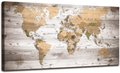 World Map Wall Art for Living Room Decor World Map Poster HD Photo Canvas Prints Modern Large Framed Art Map of The World Vintage Artwork Wall Maps Pictures for Office Wall Travel Memory Home Decor Home & Garden > Decor > Artwork > Posters, Prints, & Visual Artwork Moyedecor Art Brown 24x48 inches 