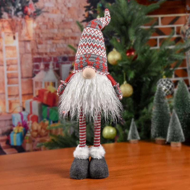 WORLDECO Christmas Large Adjustable Gnome 2022 Decorations, Xmas Long Stretchable Leg, Swedish Santa Plush Doll Gift, 35.4 Inch Indoor Home Holiday Party Decorations Adjustable Red Snow Hat Home & Garden > Decor > Seasonal & Holiday Decorations WORLDECO Elk Hat 35in  