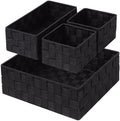 Woven Storage Baskets for Organizing, Posprica Small Black Baskets Cube Bin Container Tote Organizer Divider for Drawer, Closet, Shelf, Dresser, Set of 4 Home & Garden > Household Supplies > Storage & Organization Posprica Black  