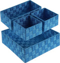 Woven Storage Baskets for Organizing, Posprica Small Black Baskets Cube Bin Container Tote Organizer Divider for Drawer, Closet, Shelf, Dresser, Set of 4 Home & Garden > Household Supplies > Storage & Organization Posprica Navy  