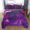 Wowelife 3D Galaxy Unicorn Comforter Queen Purple Mythical Outer Space Bedding Set with Comforter, Flat Sheet, Fitted Sheet and 2 Pillow Cases(Purple Unicorn, Queen)
