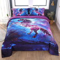 Wowelife 3D Galaxy Unicorn Comforter Queen Purple Mythical Outer Space Bedding Set with Comforter, Flat Sheet, Fitted Sheet and 2 Pillow Cases(Purple Unicorn, Queen) Home & Garden > Linens & Bedding > Bedding Wowelife Blue Full 